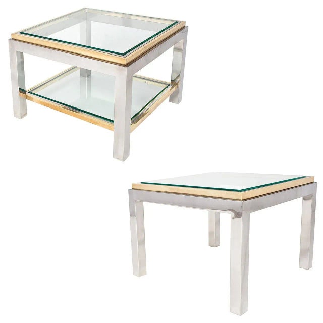 French Set of Chrome and Brass Side Tables For Sale - Image 10 of 10