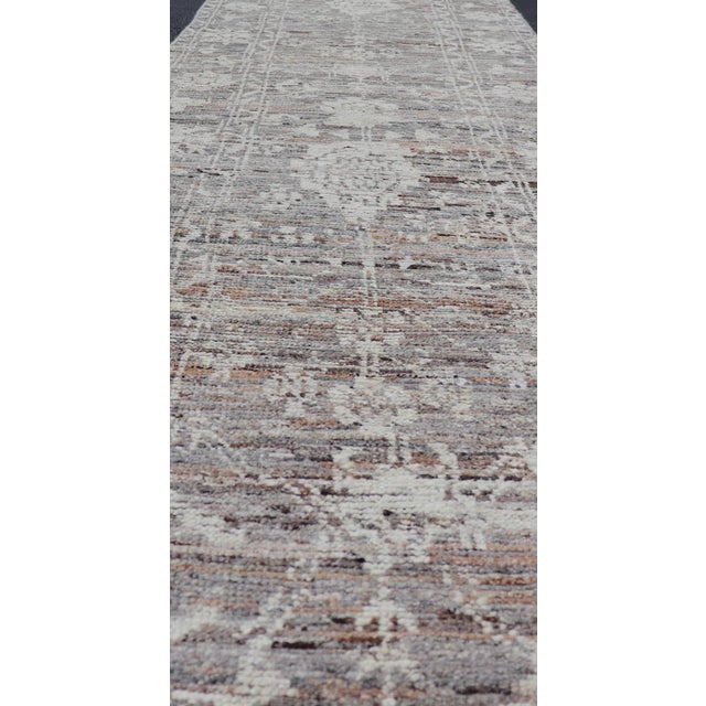 Keivan Woven Arts Modern Runner in Shades of Gray, Brown, Cream 3' X 12'1 For Sale - Image 4 of 11