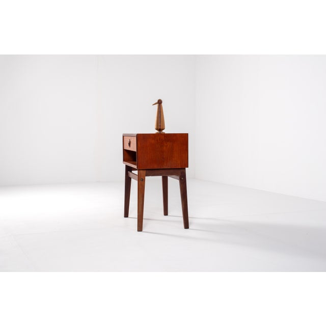 Mid-Century Danish Teak Bedside Table with Drawer and Open Shelf, 1960s For Sale - Image 3 of 12