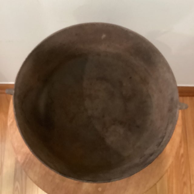 Arts & Crafts Antique Large and Heavy Cast Iron Three-Footed Cauldron/Bean Pot With Handles For Sale - Image 3 of 12