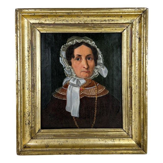 Portrait of a Noble Elderly Lady, 1850s, Framed For Sale
