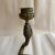 Antique French Figural heavy brass candle stick holder in the form of a coiled snake with open mouth holding the Bobeche....