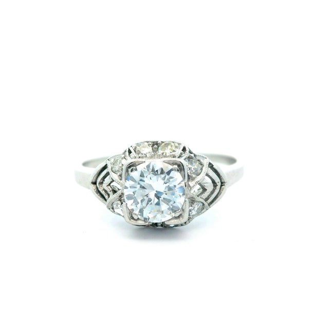 1920s 1920s Platinum Art Deco Diamond Engagement Ring, Size 6.25 For Sale - Image 5 of 11