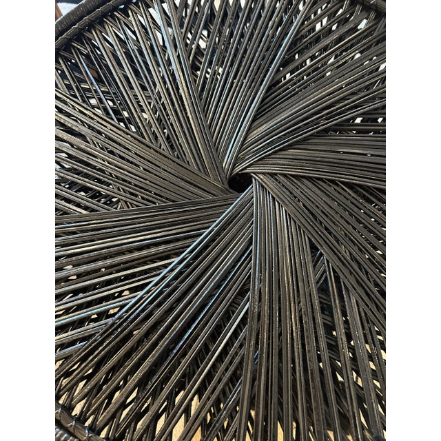 Black Painted Rattan Round Side Table For Sale In Philadelphia - Image 6 of 7