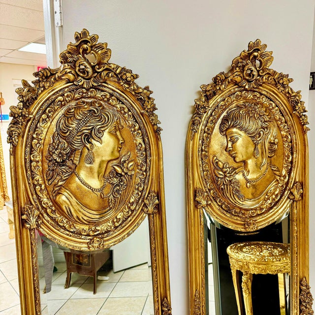 In love with the design. Listing is for a pair. Lovely French Wall Mirror showing a beatufil hand carved woman face fully...