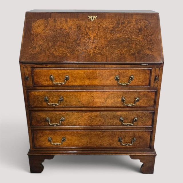 Queen Anne Burr Walnut Bureau For Sale - Image 15 of 15