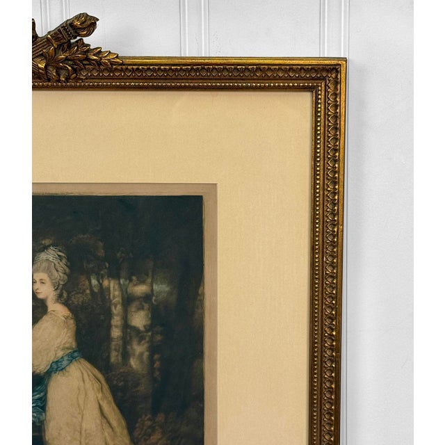 Gold Antique Traditional Mezzotint Engraving "Lady Muster" Framed Art For Sale - Image 8 of 14