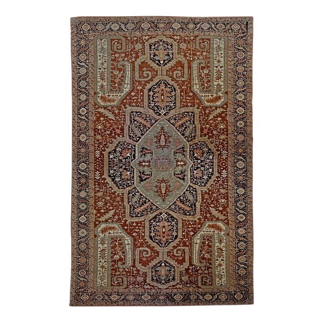 Turkish Serapi Wool 16X25 Rust, Black & Tan Handmade Area Rug #1141351 For Sale