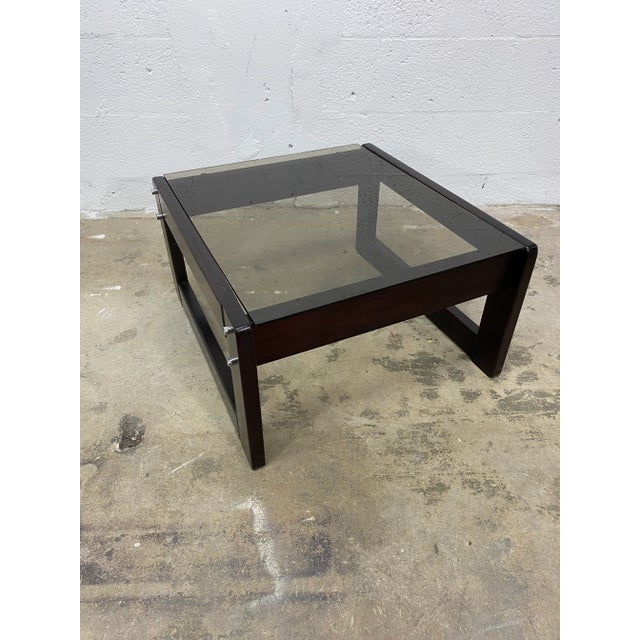 Percival Lafer Rosewood and Smoked Glass Coffee or Side Table, 1970s For Sale In Miami - Image 6 of 11