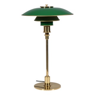 3/2 Table Lamp Annivesary Edition in Green Lacquered and Brass by Poul Henningsen for Louis Poulsen, 1990s For Sale