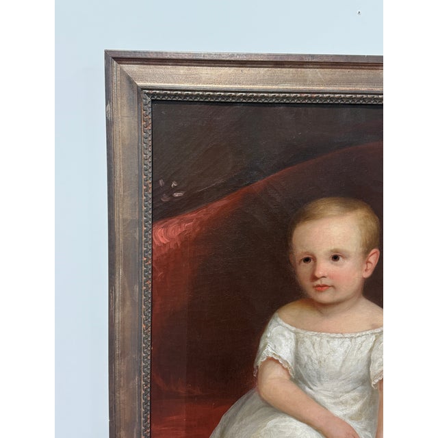 American Folk Art Portrait of a Young Child Holding a Slipper, C. 1830–1850 For Sale - Image 4 of 12