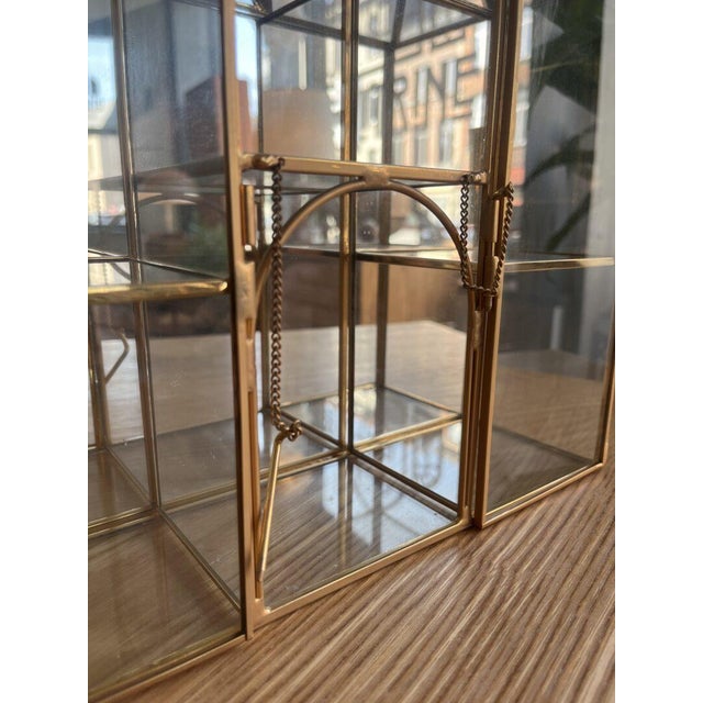 Metal Italian Curiosity Cabinet in 14k Gold Brass For Sale - Image 7 of 16