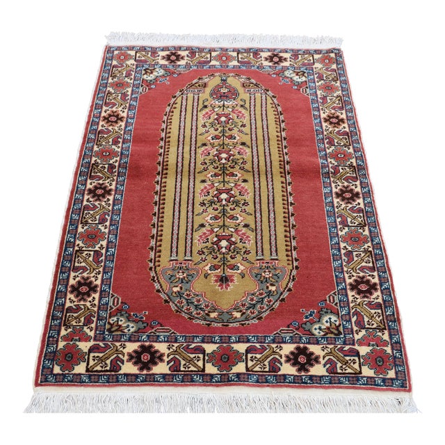 1950s Turkish Red Natural Wool Rug For Sale