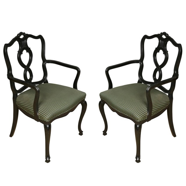 Set of Eight Black Dining Chairs With Cabriole Legs Chairish