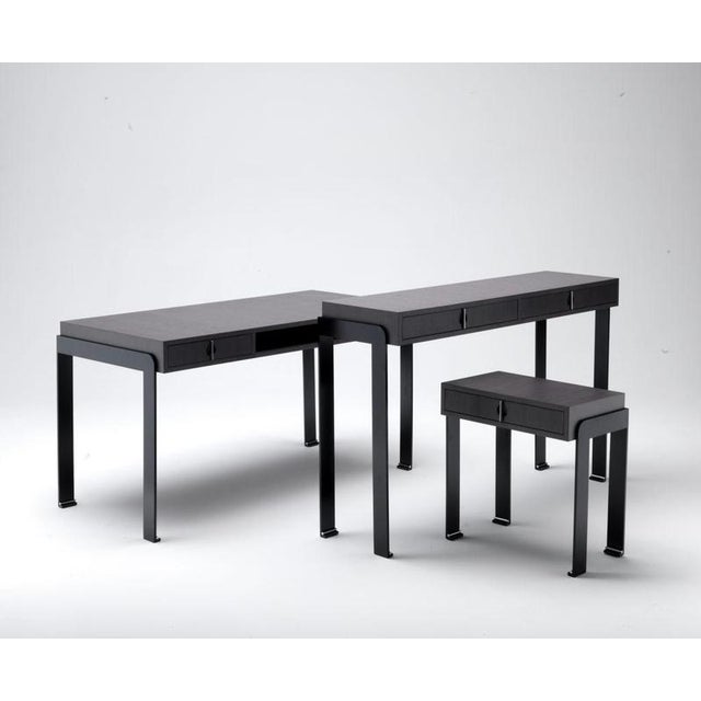Lio desk 140 by haymann editions dimensions: d 70 x w 140 x h 77.5 cm. Materials: tanganika grigio walnut, black steel....