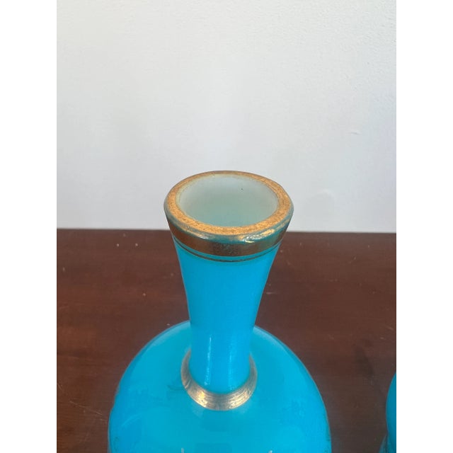Pair, French Opaline & Gilt Decorated Vases For Sale In Boston - Image 6 of 9