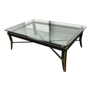 Post Modern Steel, Bronze + Glass Coffee Table For Sale
