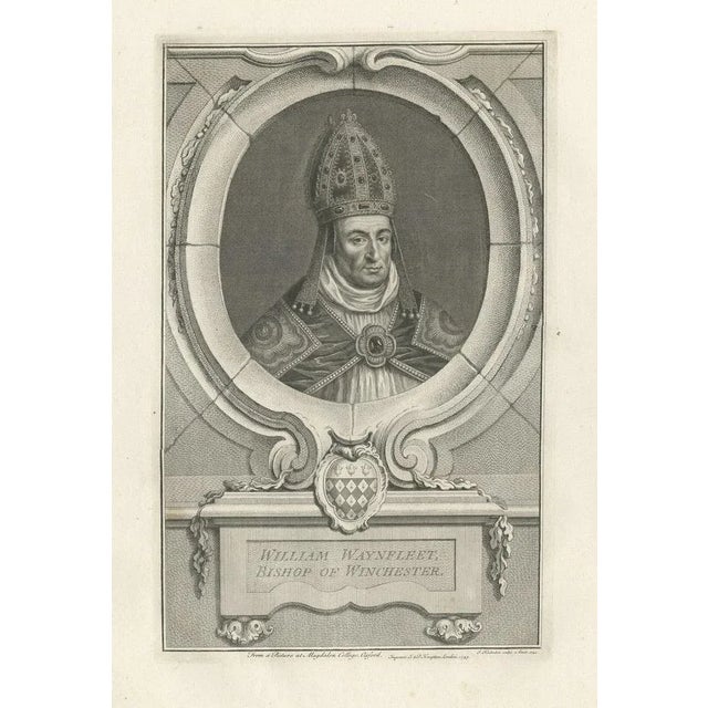 Antique portrait titled 'William Waynfleet, Bishop of Winchester'. Portrait of William Waynflete. William Waynflete, born...