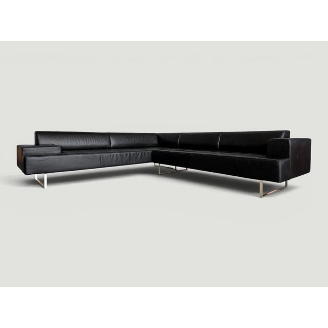 Quadra Black Leather Sectional Sofa by Poltrona Frau, 2005 For Sale - Image 6 of 18