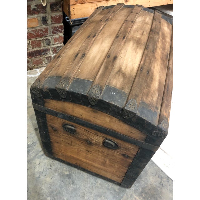 Antique Rustic Wooden Trunk Chairish