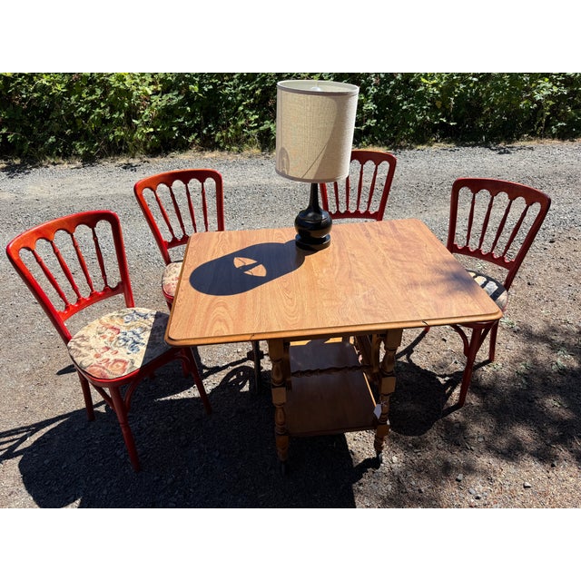 1960s Vintage Thonet Style Bentwood Bistro Chairs With Grape Leaf Upholstery For Sale - Image 5 of 10