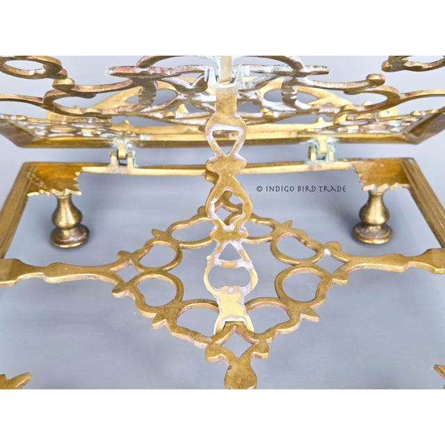 Brass XLarge Antique Brass Folding Book Easel Stand For Sale - Image 8 of 8