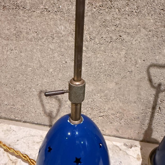 1950s Arredoluce Angelo Lelii Italian Blue Star Table Lamps For Sale In San Diego - Image 6 of 12