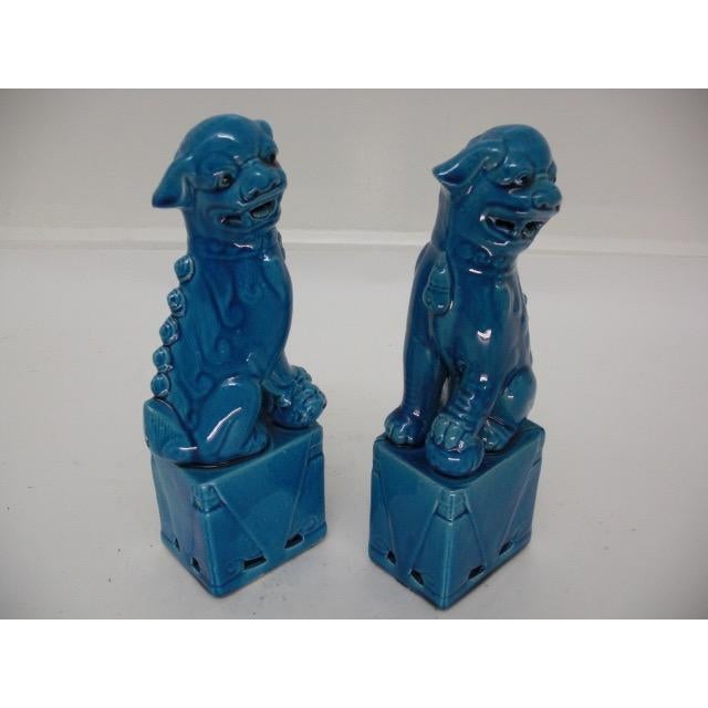 Vintage Turquoise Chinese Foo Dogs, Pair For Sale - Image 4 of 12
