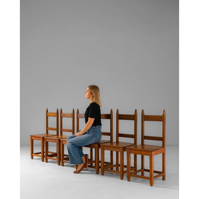 1970s French Brutalist Oak Dining Chairs In Original Patina - Set of 6 For Sale - Image 11 of 18