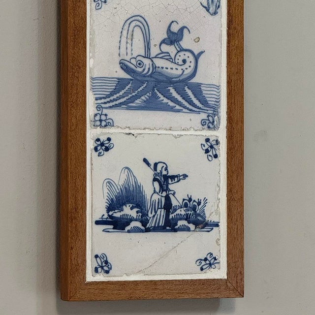 Framed Set of Three 18th Century Dutch Delft Blue and White Tiles For Sale - Image 11 of 14
