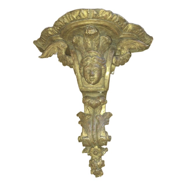 19thc Large French Louis XVI Carved and Gilt Cherub Wall Shelf/ Bracket For Sale
