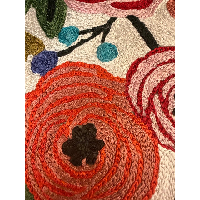 Multi Color Floral Embroidered Pillow For Sale - Image 4 of 10