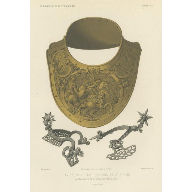Ferdinand Séré, Sixteenth Century Gorget and Spurs, Soltykoff Collection, 1851, Chromolithograph For Sale - Image 9 of 9