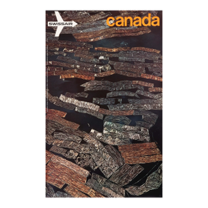 1971 Original Swissair Travel Poster, Canada - Floating Timber, British Columbia