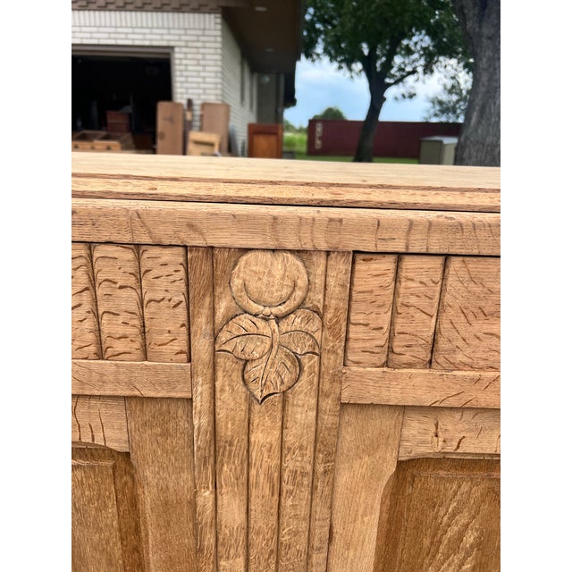 Wood French Art Deco 1935's Bleached Oak Two Door Buffet For Sale - Image 7 of 12