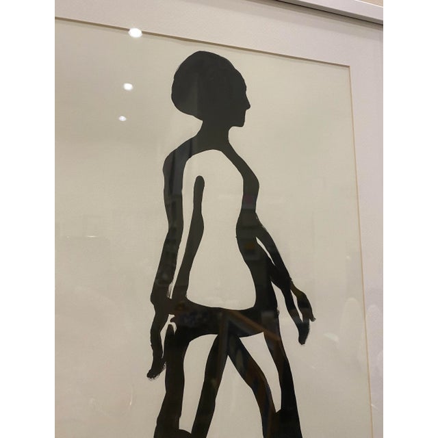 2010s Black and White Figure Framed in White For Sale - Image 5 of 8