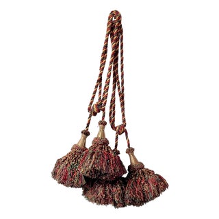 Vintage French Passementerie Tassel Tieback Accent Gold Green Red For Sale