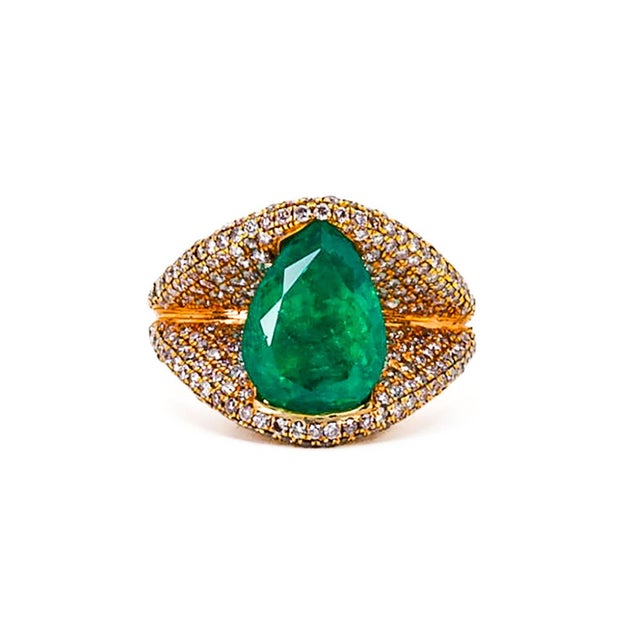 Late 20th Century Late 20th Century 18k Rose Gold Emerald Ring, Size 5 For Sale - Image 5 of 5