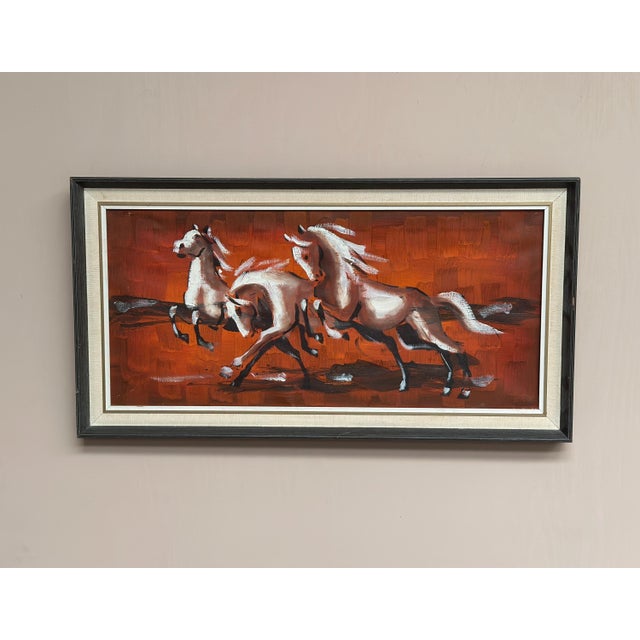 Scandinavian Artist, Trio Horses, 1960s, Oil on Canvas, Framed For Sale - Image 6 of 15
