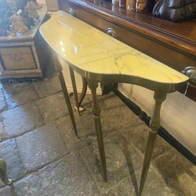 1950s Mid-Century Modern Brass and Marble Italian Console Table For Sale - Image 9 of 11