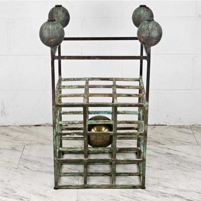 1980s Artisan Made Solid Bronze & Brass Dining Table With Beveled Glass Top For Sale - Image 9 of 9