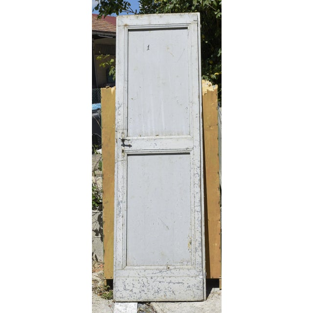 Wood Italian Gray Painted Door, 1900 For Sale - Image 7 of 7