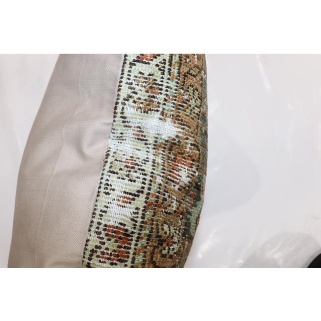 Folk Art Zabihi Collection Large Square Worn Rug Pillow For Sale - Image 3 of 4