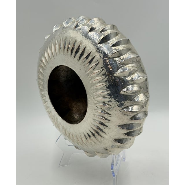 Silver 1960s Los Castillo Taxco Mexican Modernist Silver Plate Copper Sculptural Bowl For Sale - Image 8 of 18
