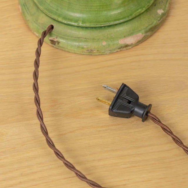 19th Century Spanish Terracotta Green Glaze Lamp For Sale - Image 10 of 10