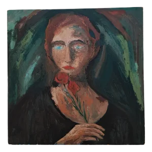 Lison Favarger, Femme aux yeux bleus, Oil on Wood