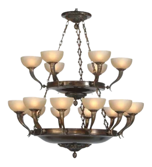 Myran Allan Luxury Lighting Empire Style Bronze and Glass Chandelier as Is