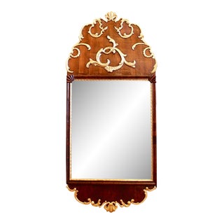 Scandinavian Rococo Walnut and Gilt Mirror For Sale