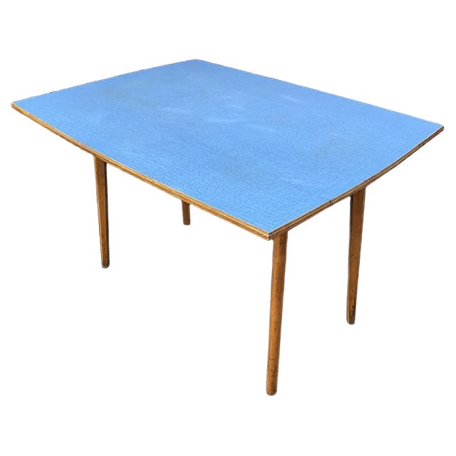 Blue Formica Table, 1952 For Sale