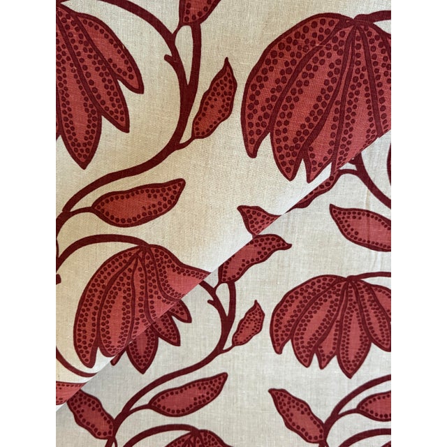 Traditional Desert Flower Sunbaked F912010 by Thibaut Fabric 4 1/2 Yards Handprint Linen For Sale - Image 3 of 6